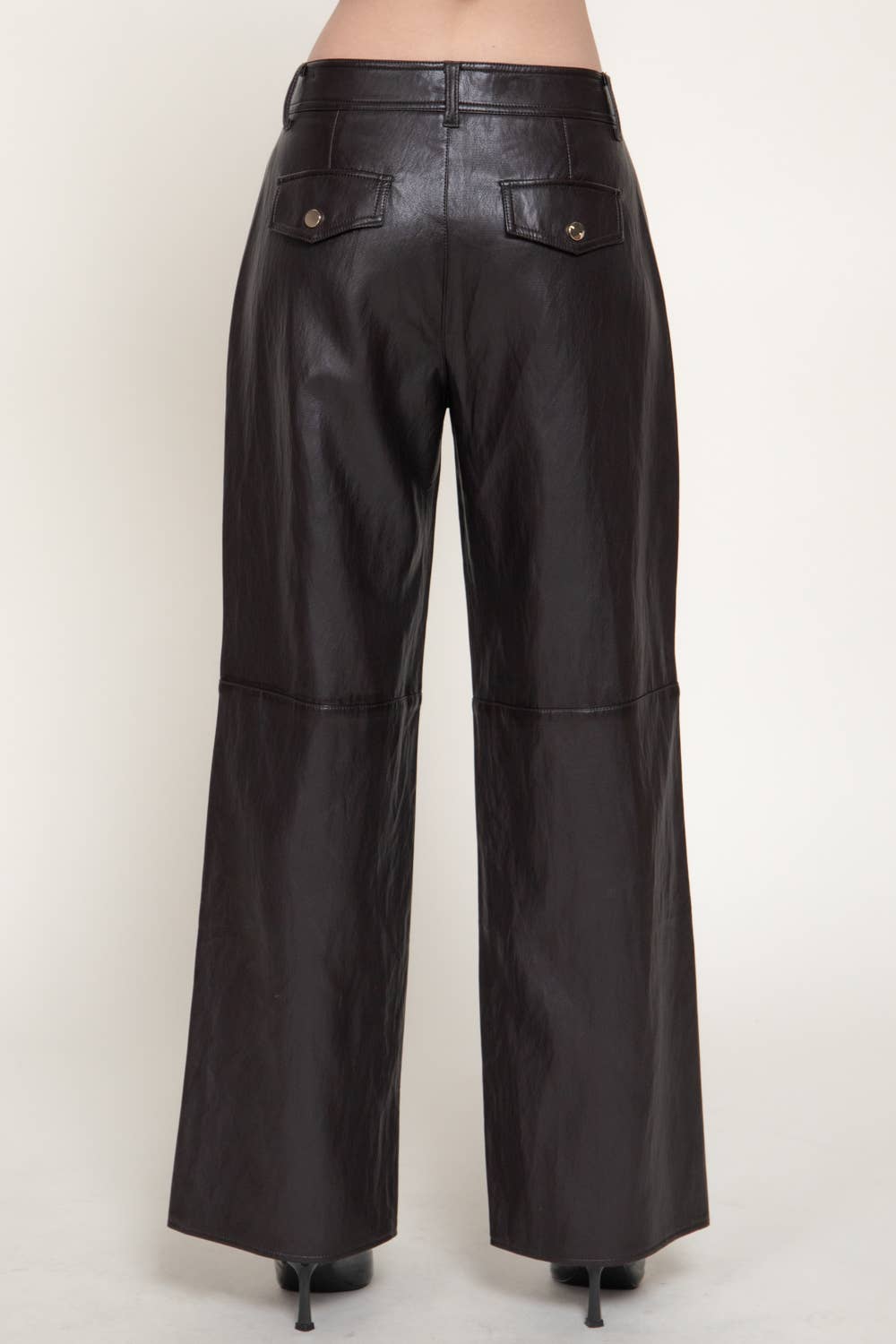 Straight Leg Texture Faux Leather Long Pants