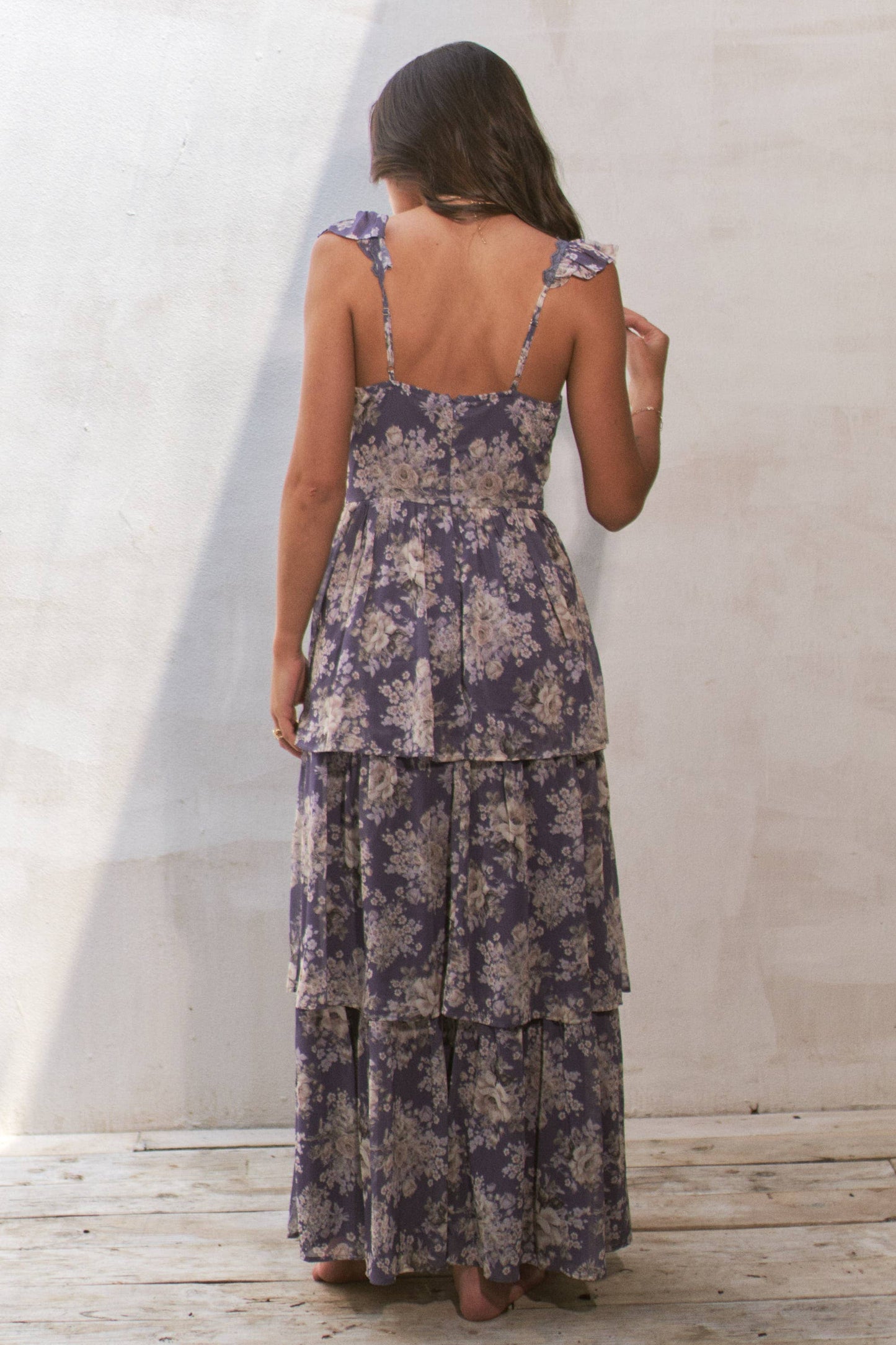 FLORAL MAUVE TIERED DRESS