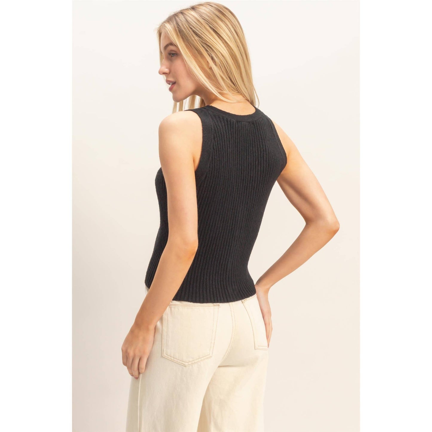 Ribbed Buttoned Tank