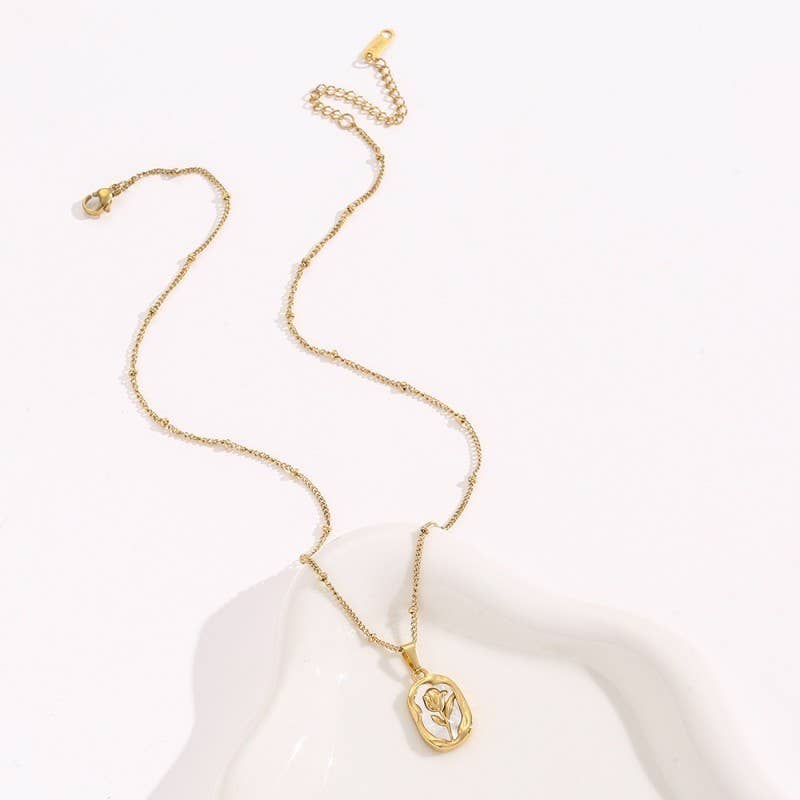 STAINLESS STEEL NON-TARNISH ROSE NECKLACE | 40NK9737