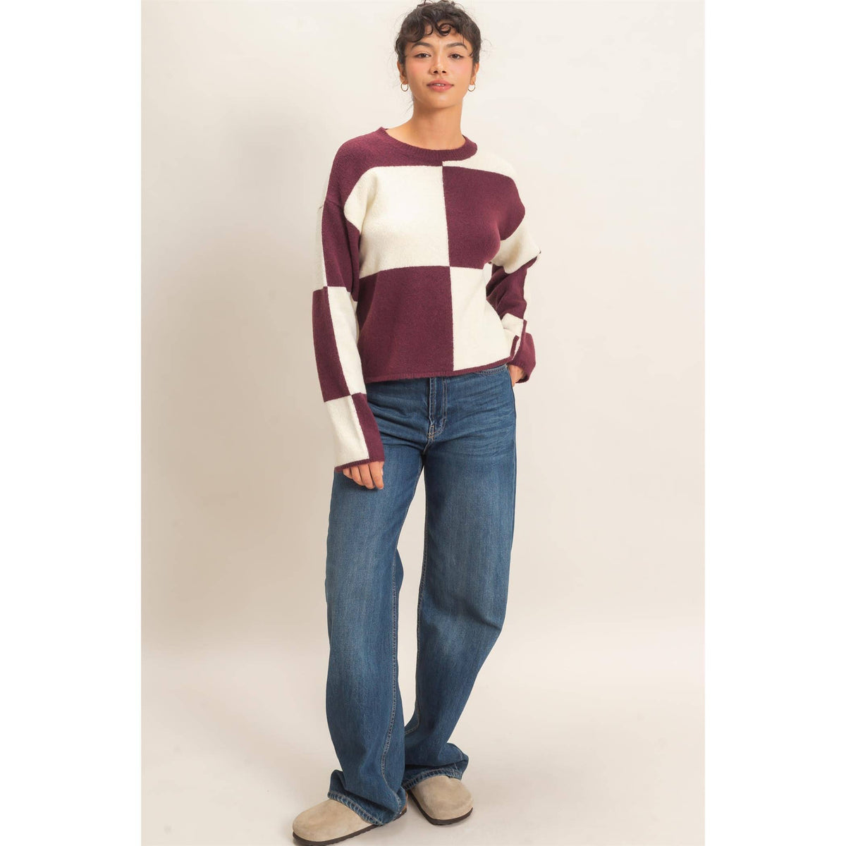 Sage Checkered Sweater