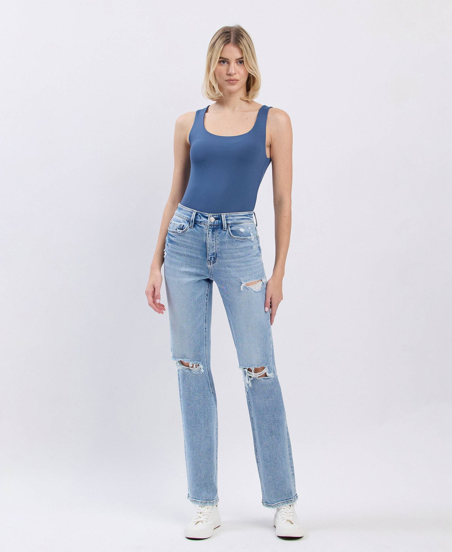 ALLY HIGH RISE DISTRESSED STRAIGHT JEANS