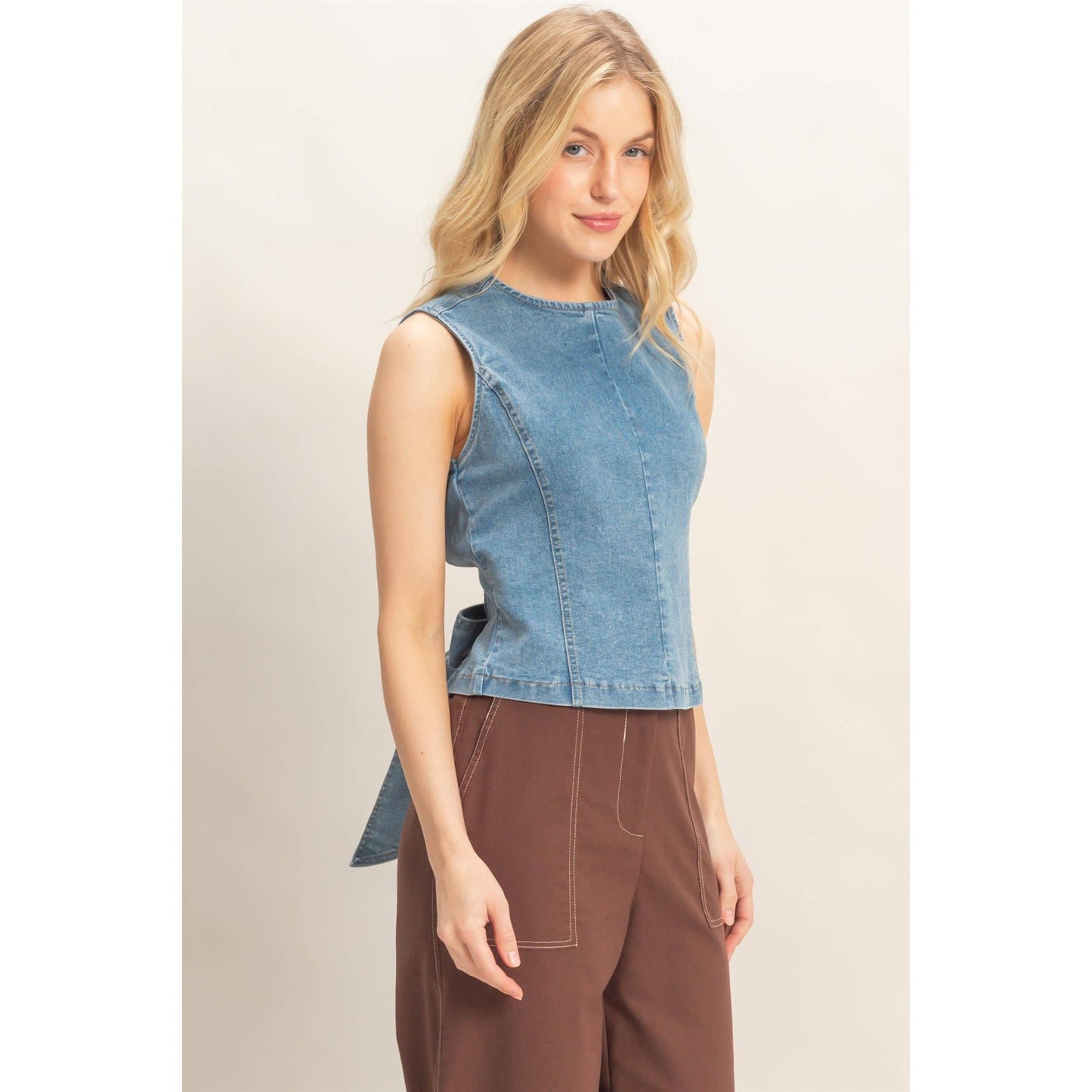 Open back Denim Top