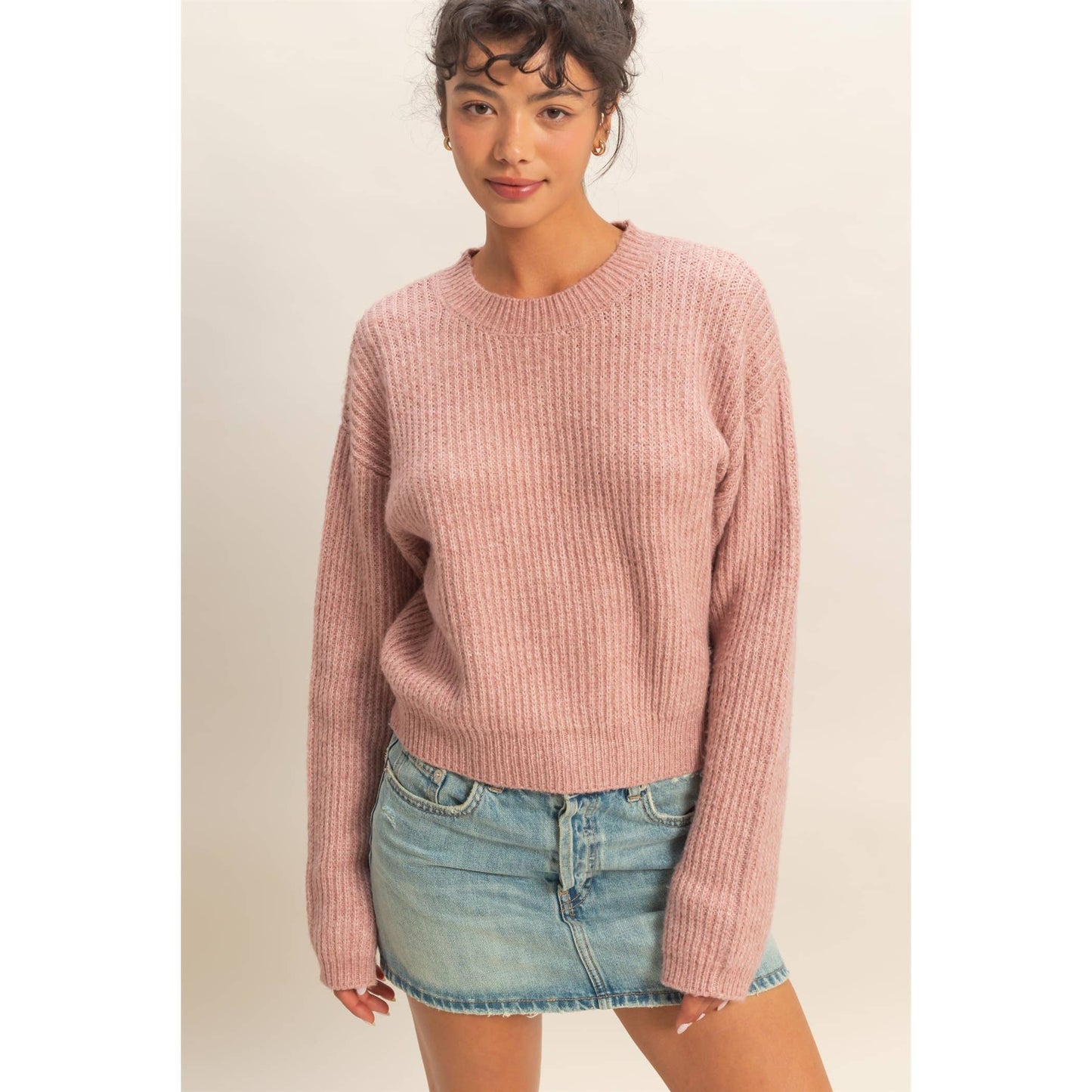 Pink Crew Neck Sweater