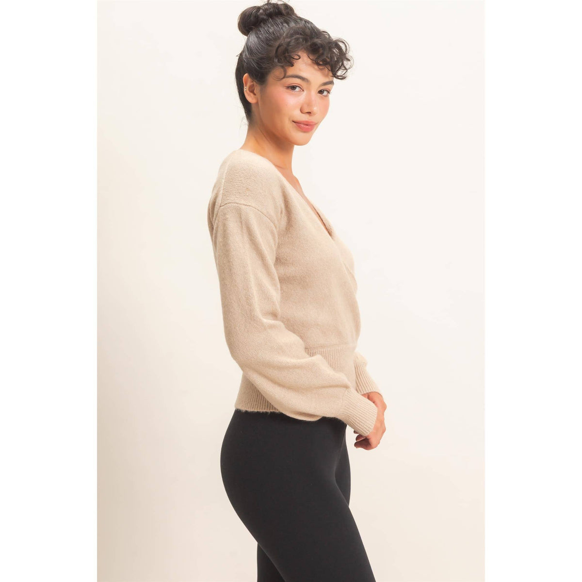 Wrap V Neck Sweater