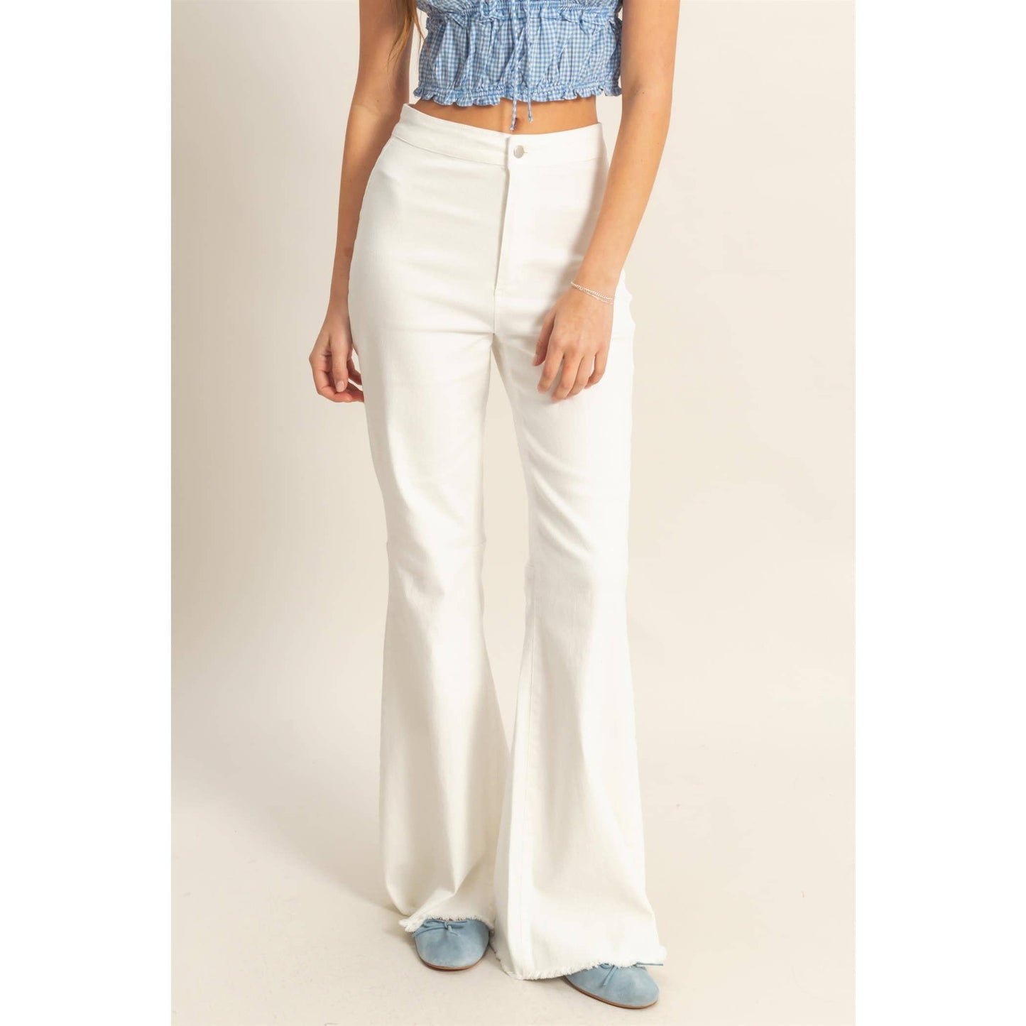 High-Waist  Denim Flared Pants