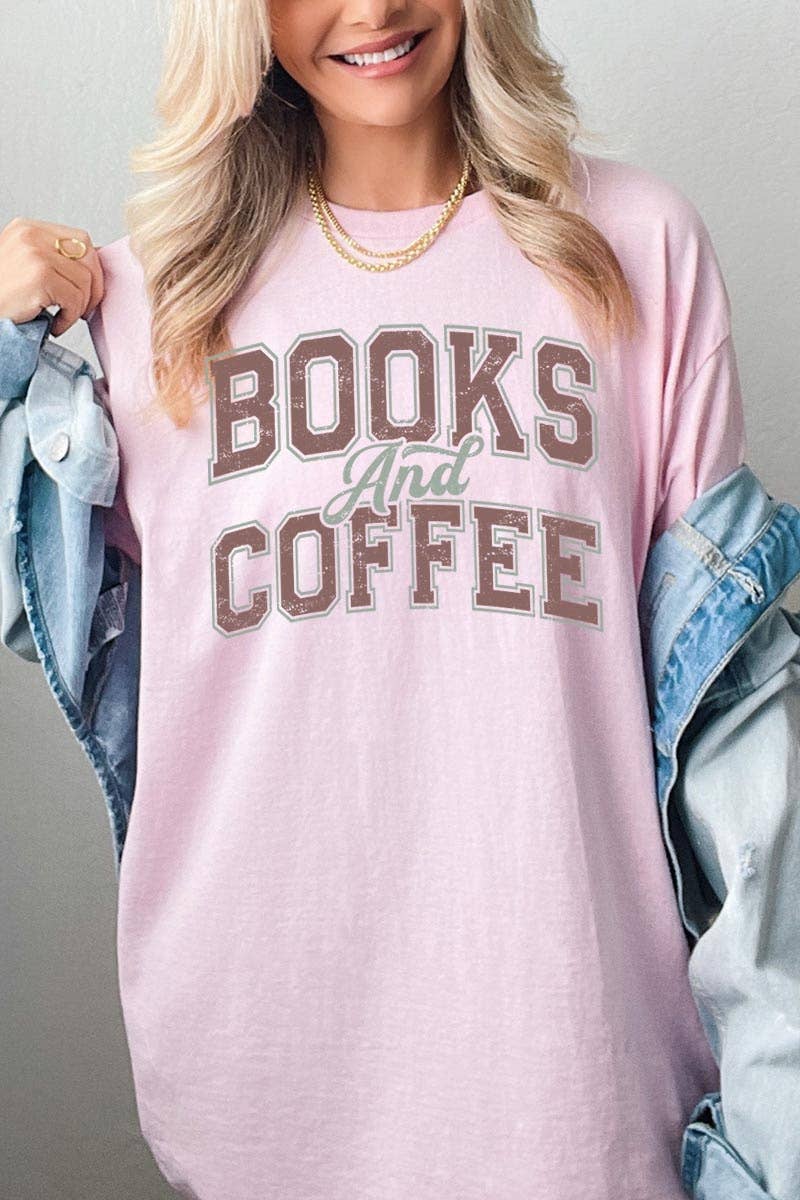 Books and Coffee Graphic Heavy Cotton Tee