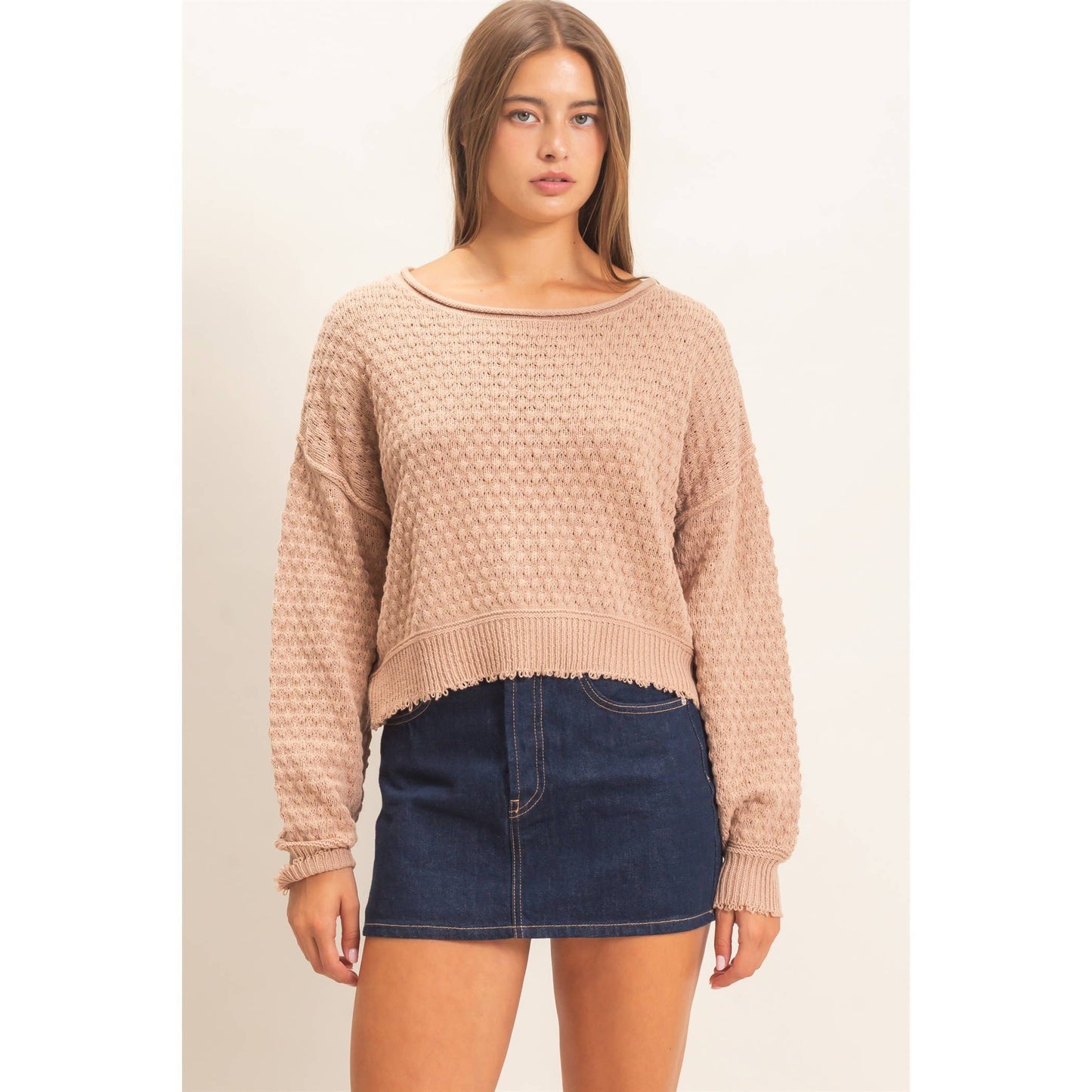 Boat Neck distressed Sweater