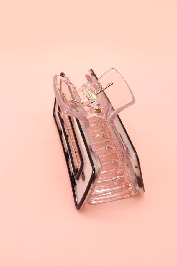 Hollow Rectangular Tortoise Acetate Hair Claw Clip | 40H395