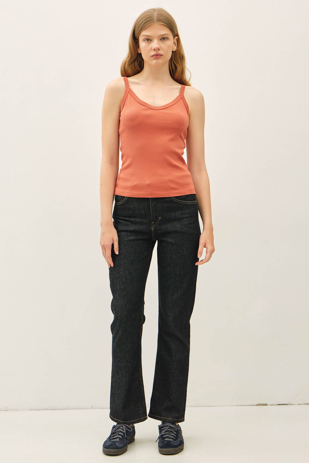 ribbed v neck tank
