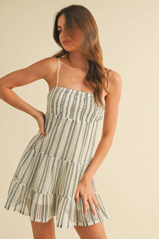 CROCHET LACE SMOCKED TOP ROMPER