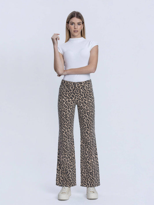 HIGH RISE LEOPARD PRINT VINTAGE FLARE JEANS LV2179LPD