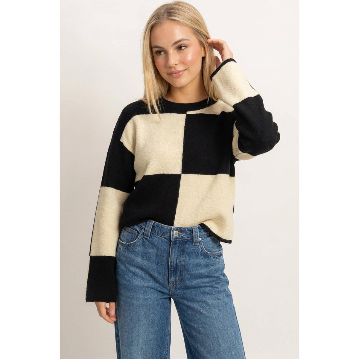 Sage Checkered Sweater