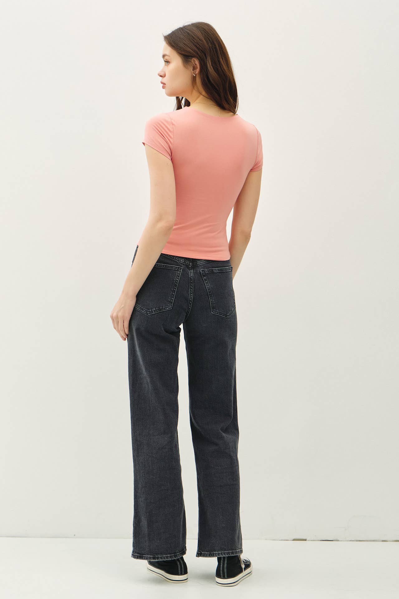 SQUARE NECK KNIT TEE