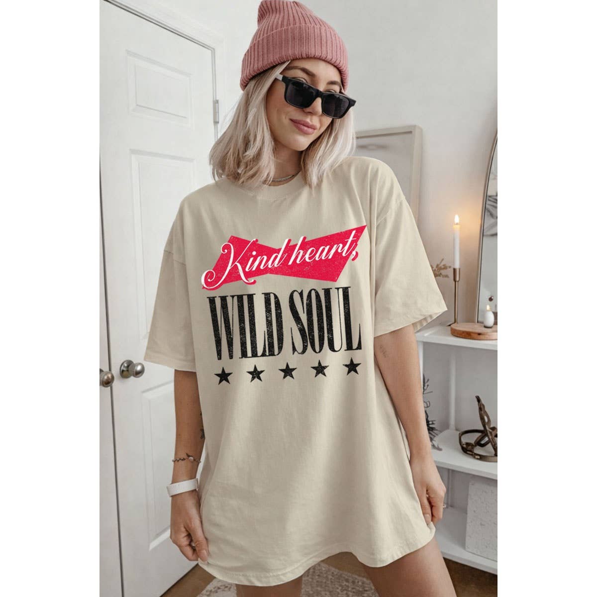 KIND HEART WILD SOUL OVERSIZED MINERAL GRAPHIC TEE