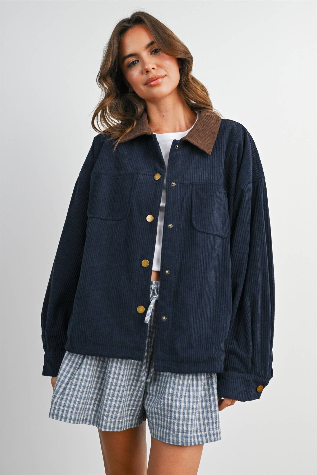 The Hazel Plaid Lined Corduroy Jacket-BMJ8614