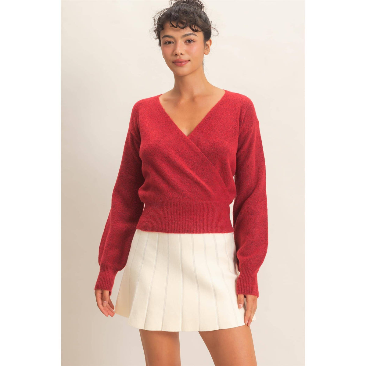 Wrap V Neck Sweater