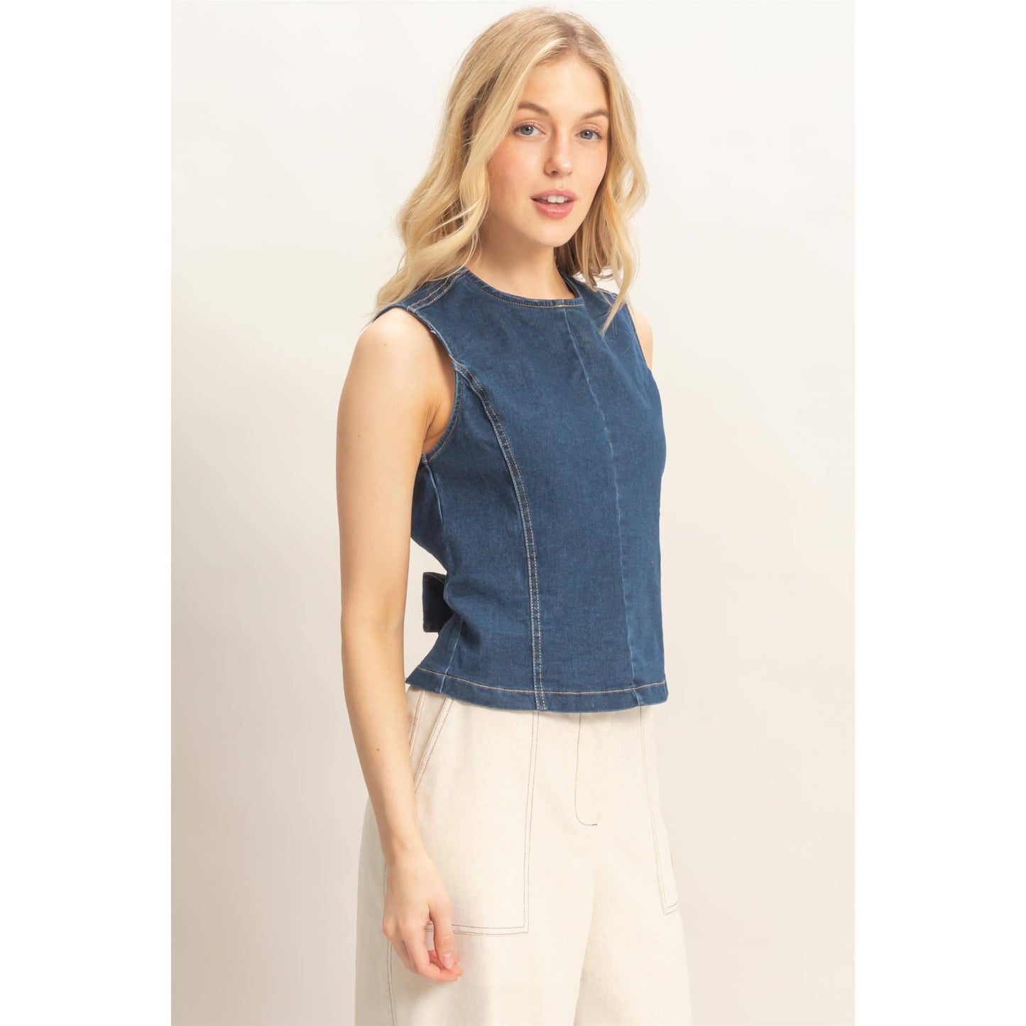 Open back Denim Top