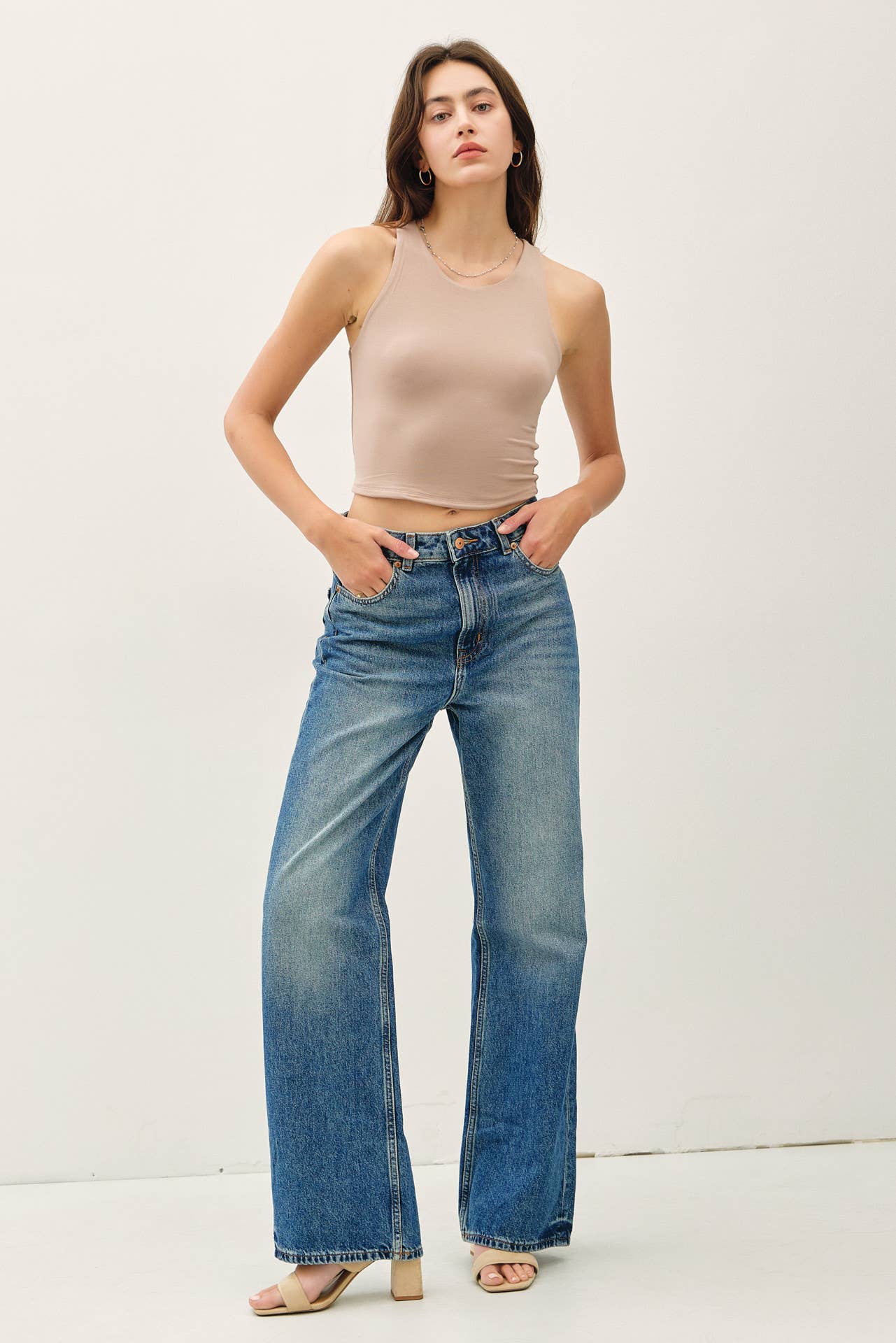HIGH NECK CROPPED TANK
