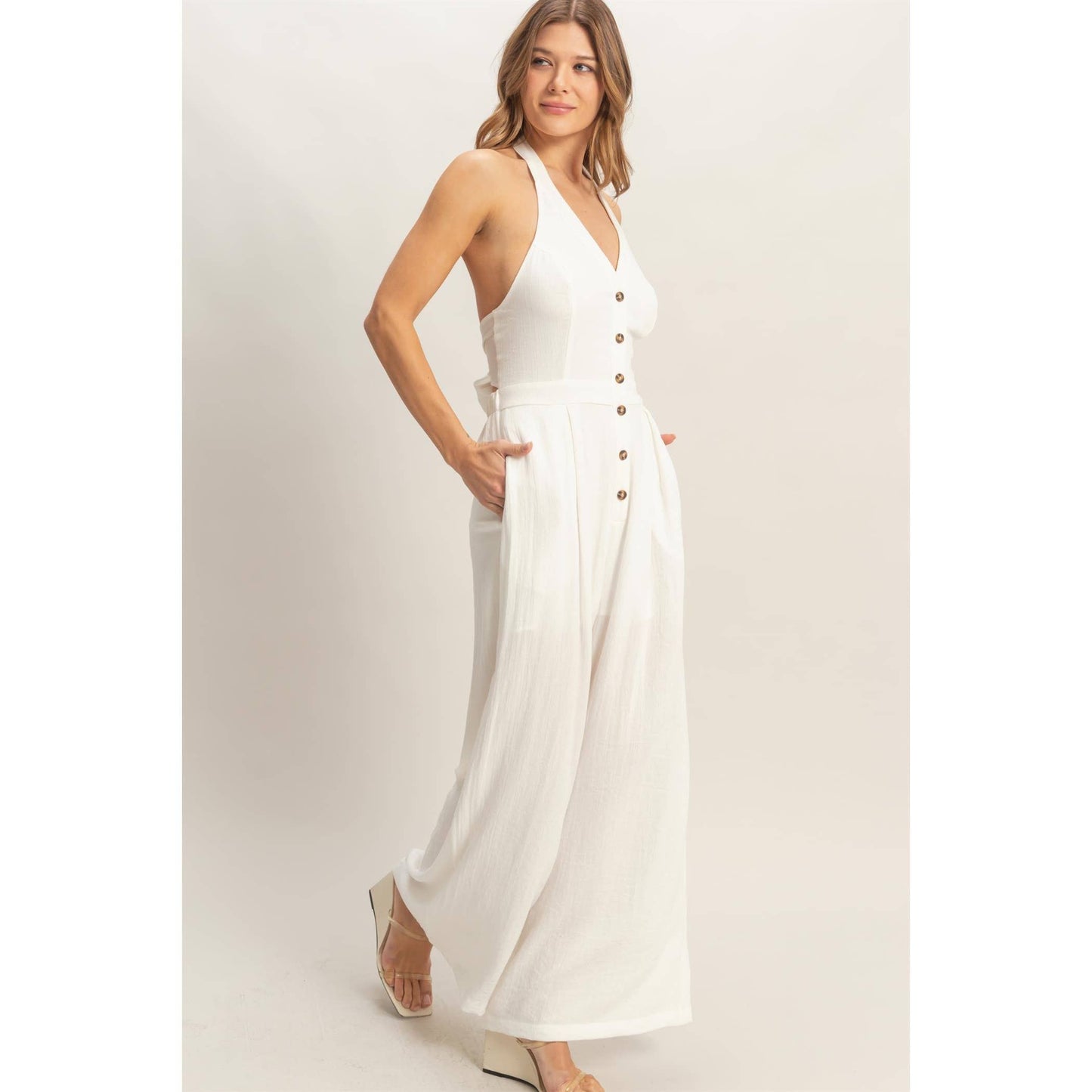 Halter Button Jumpsuit