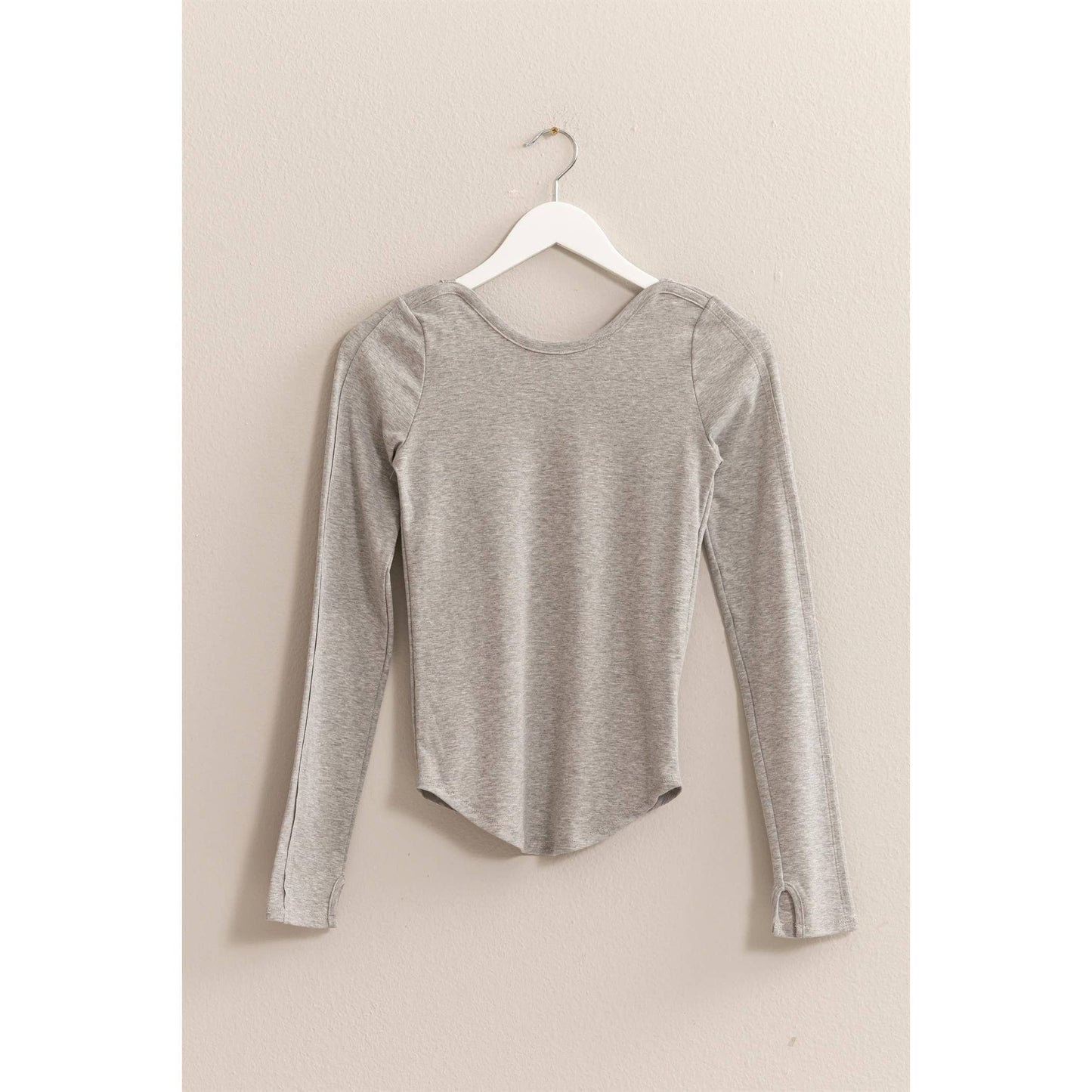 low scoop back long sleeve