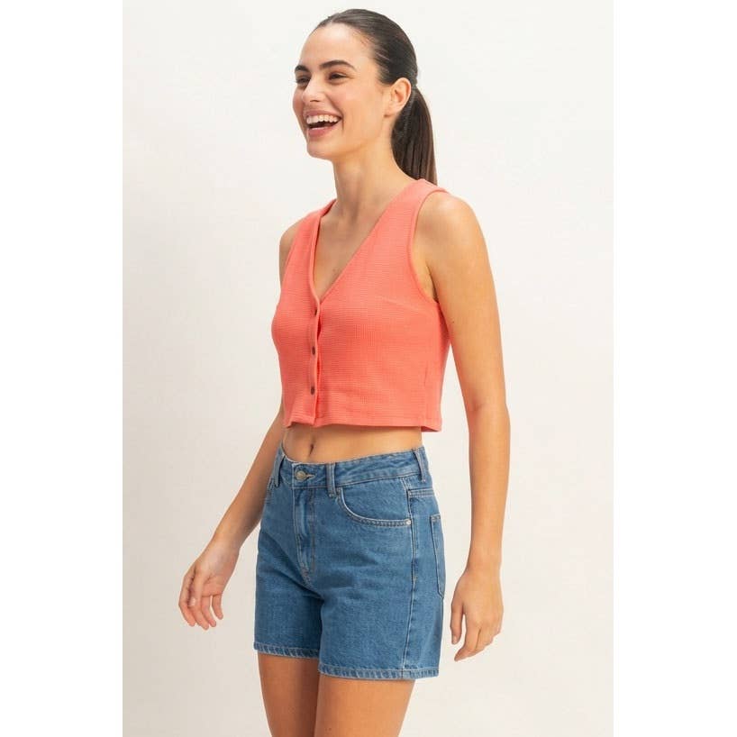 Coral waffle vest