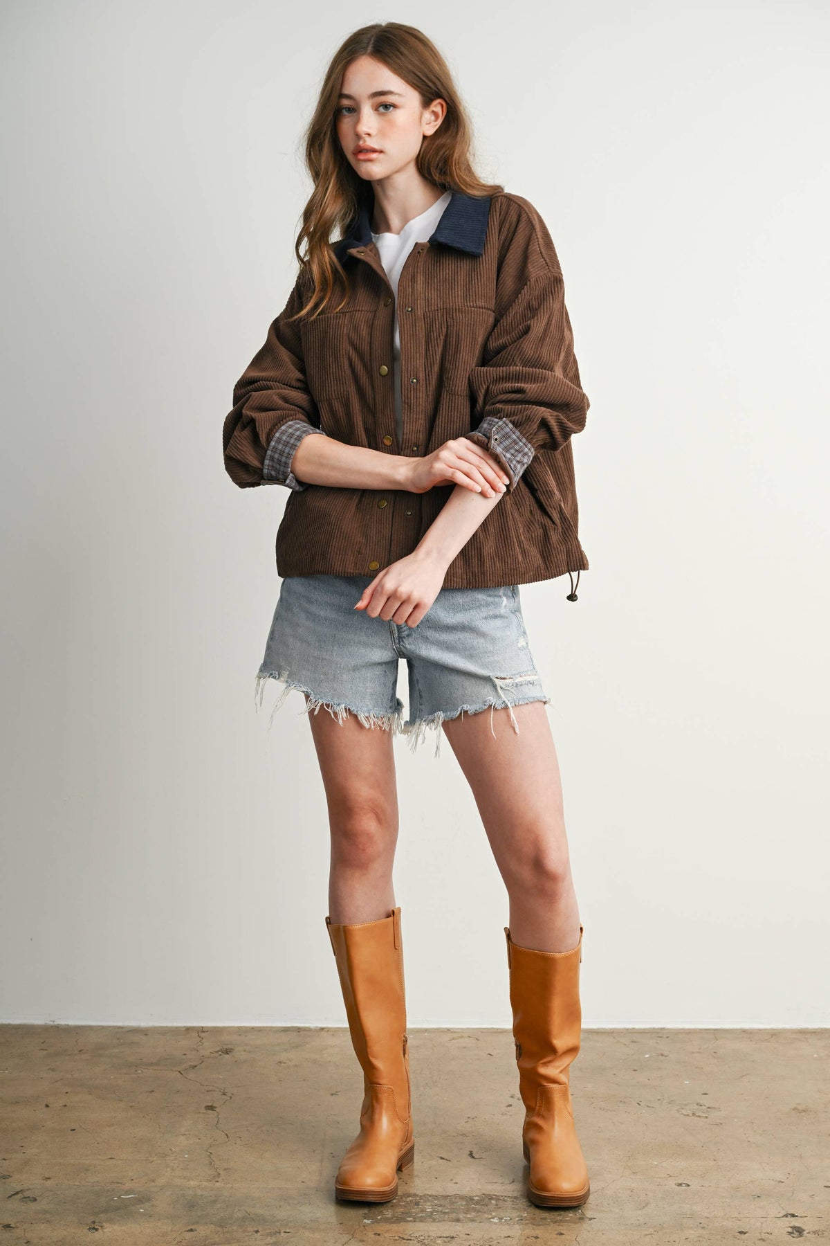 The Hazel Plaid Lined Corduroy Jacket-BMJ8614