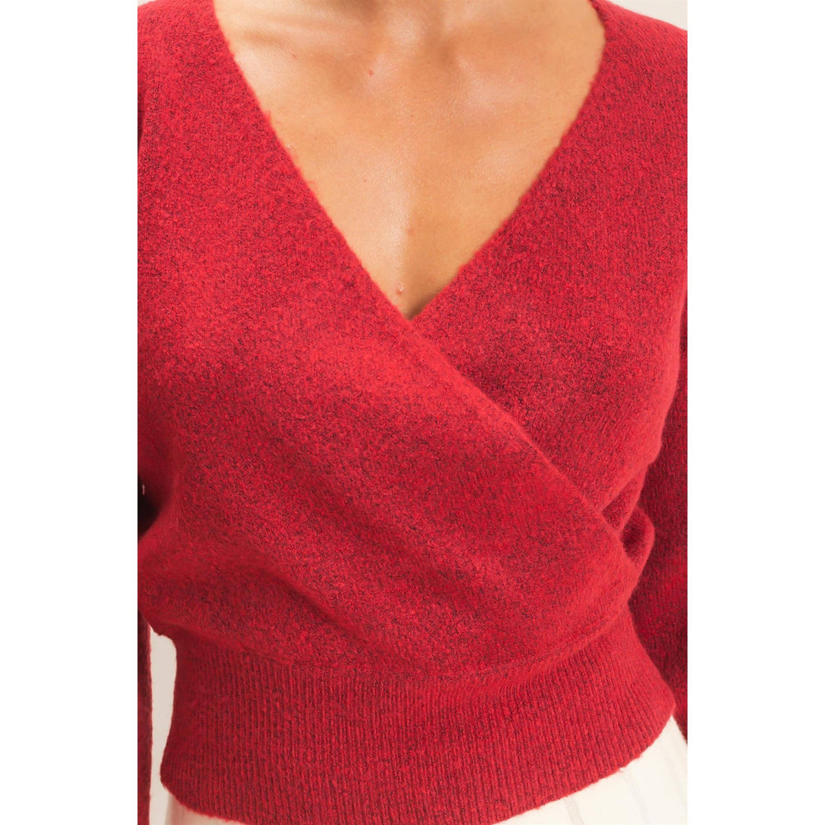 Wrap V Neck Sweater