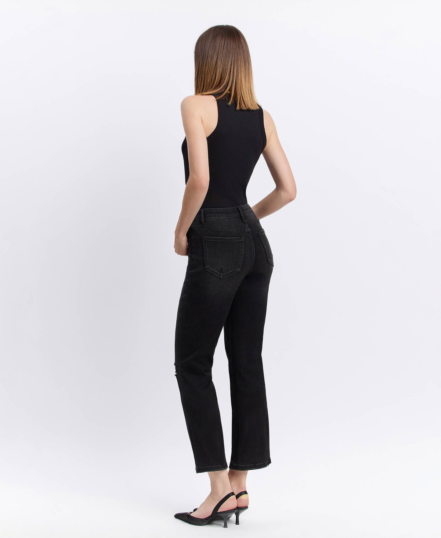 GINA HIGH RISE DISTRESSED STRAIGHT JEANS