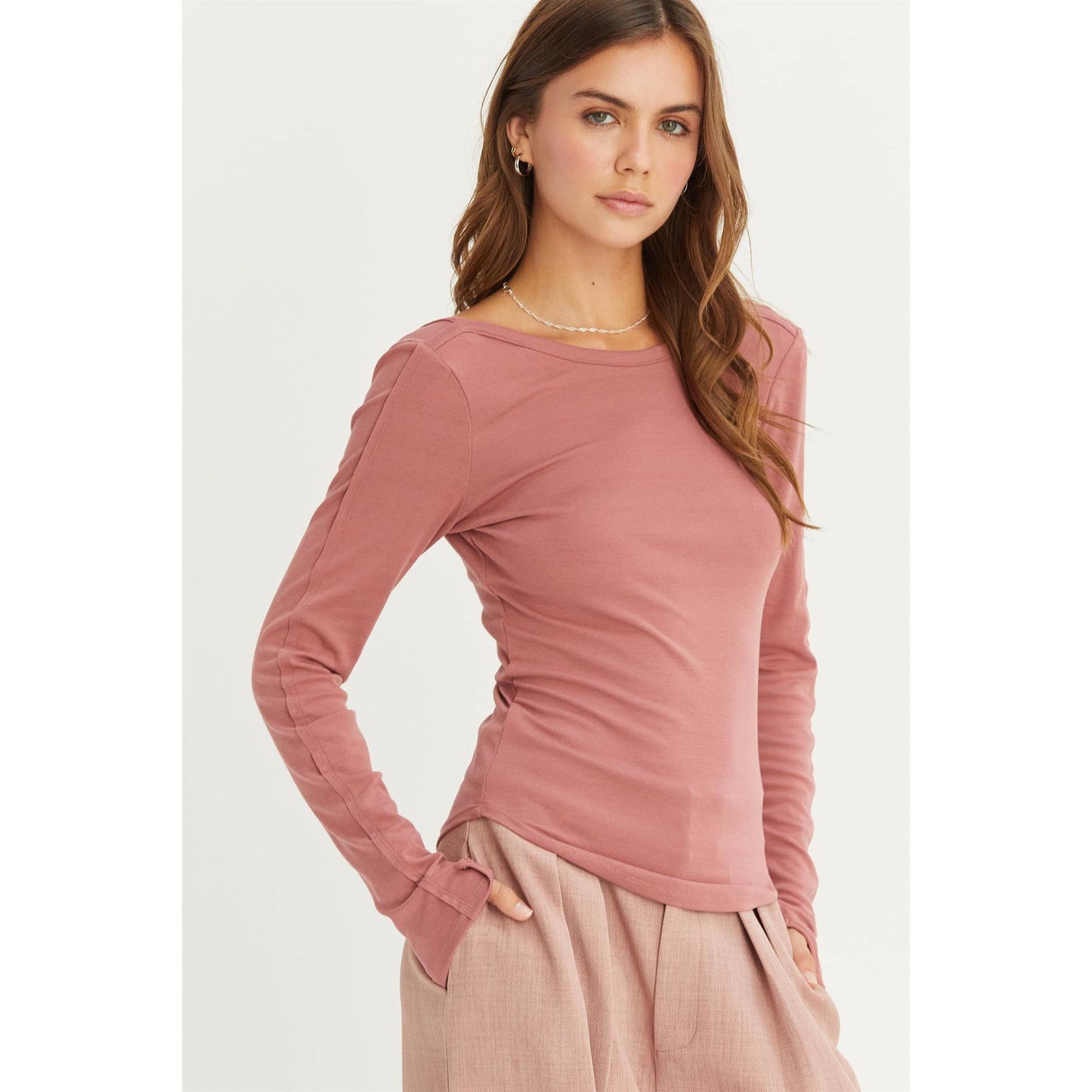 low scoop back long sleeve