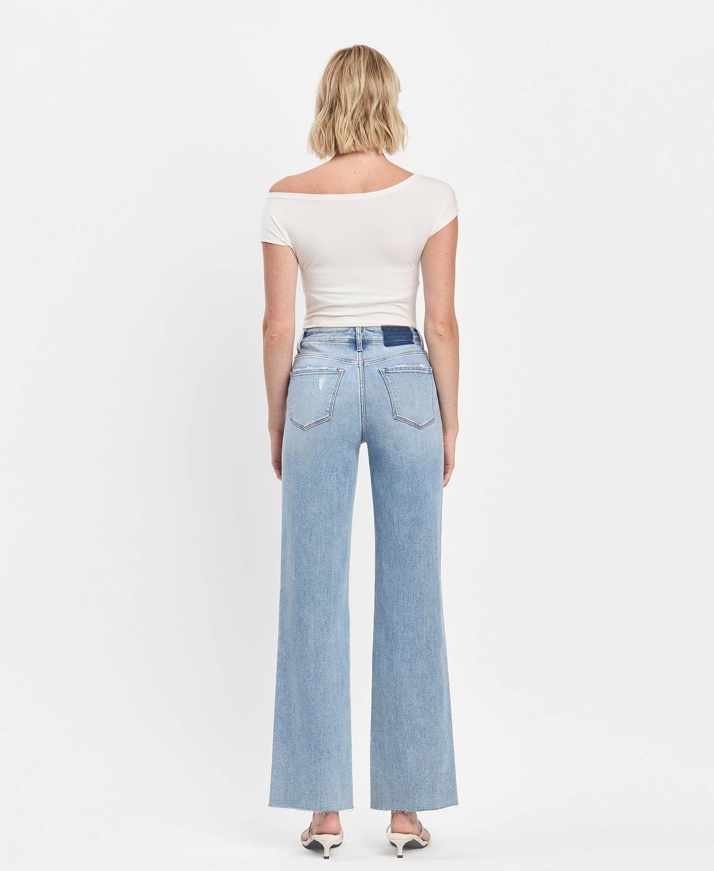 SADIE HIGH RISE RAW HEM WIDE LEG JEANS