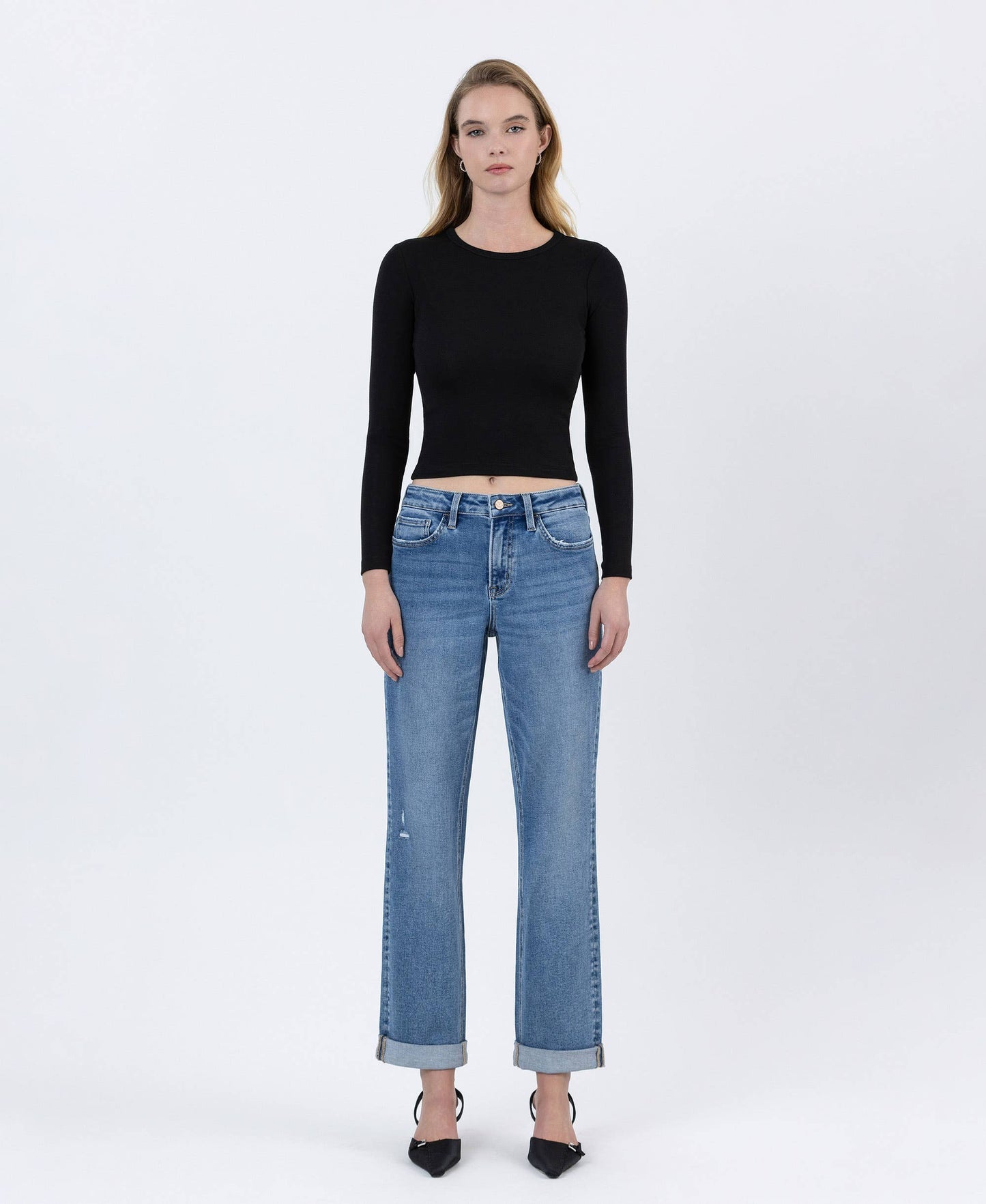HIGH RISE CUFFED BOYFRIEND JEANS