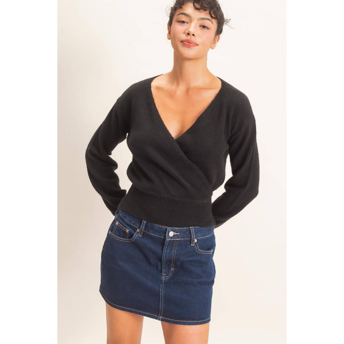 Wrap V Neck Sweater