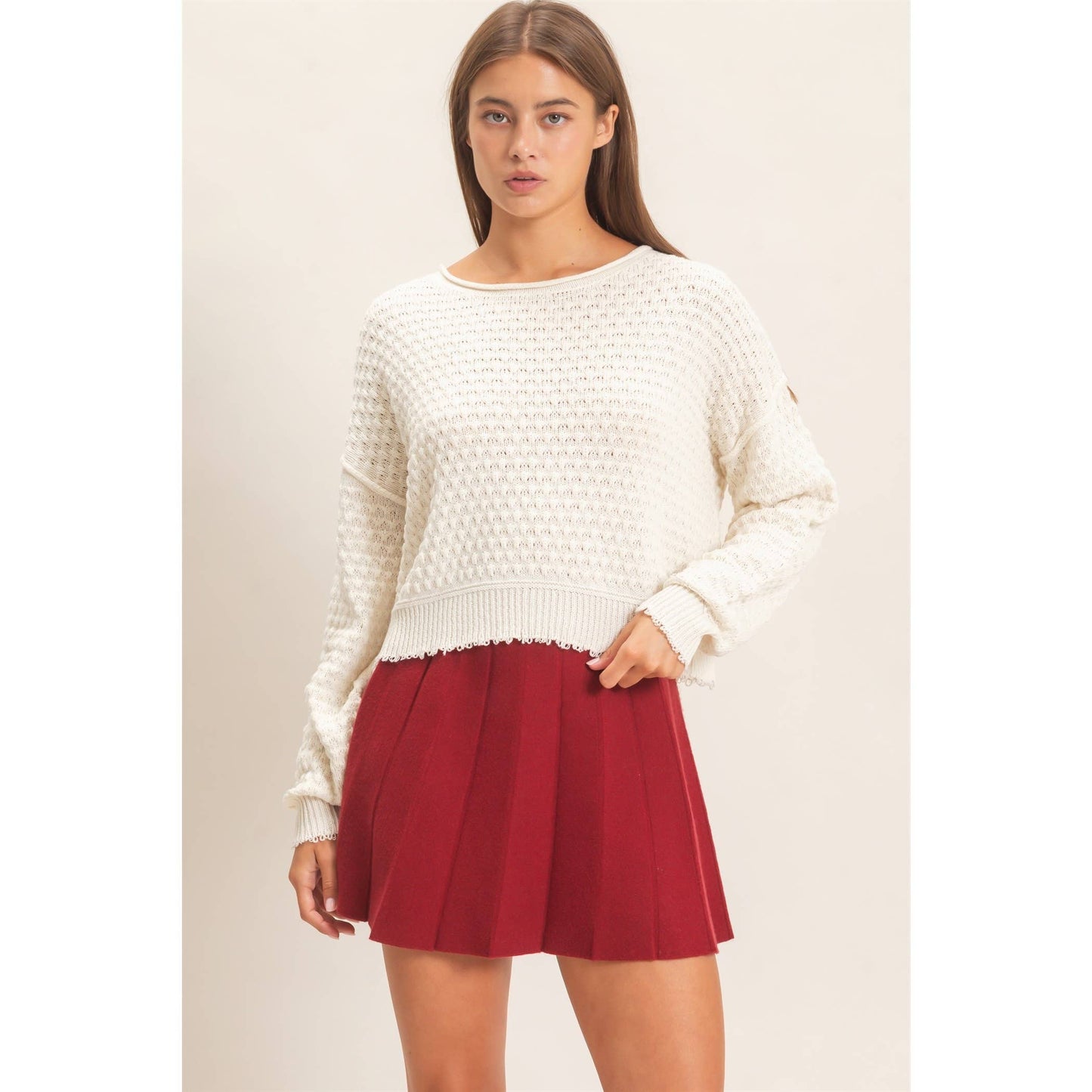 Boat Neck distressed Sweater
