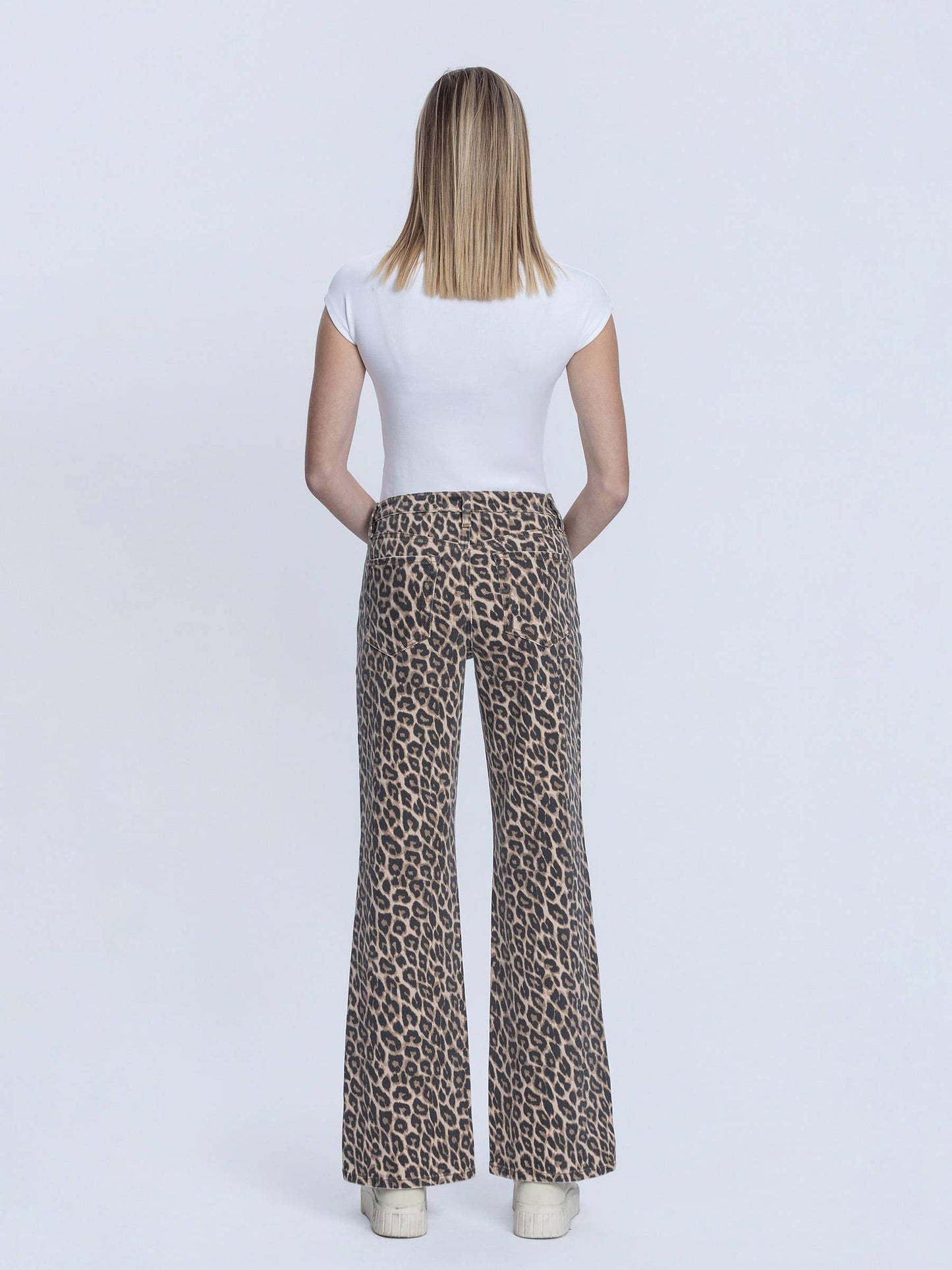 HIGH RISE LEOPARD PRINT VINTAGE FLARE JEANS LV2179LPD