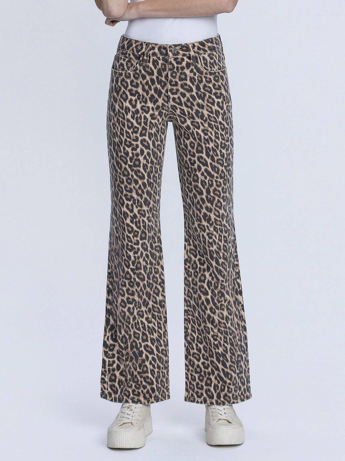 HIGH RISE LEOPARD PRINT VINTAGE FLARE JEANS LV2179LPD