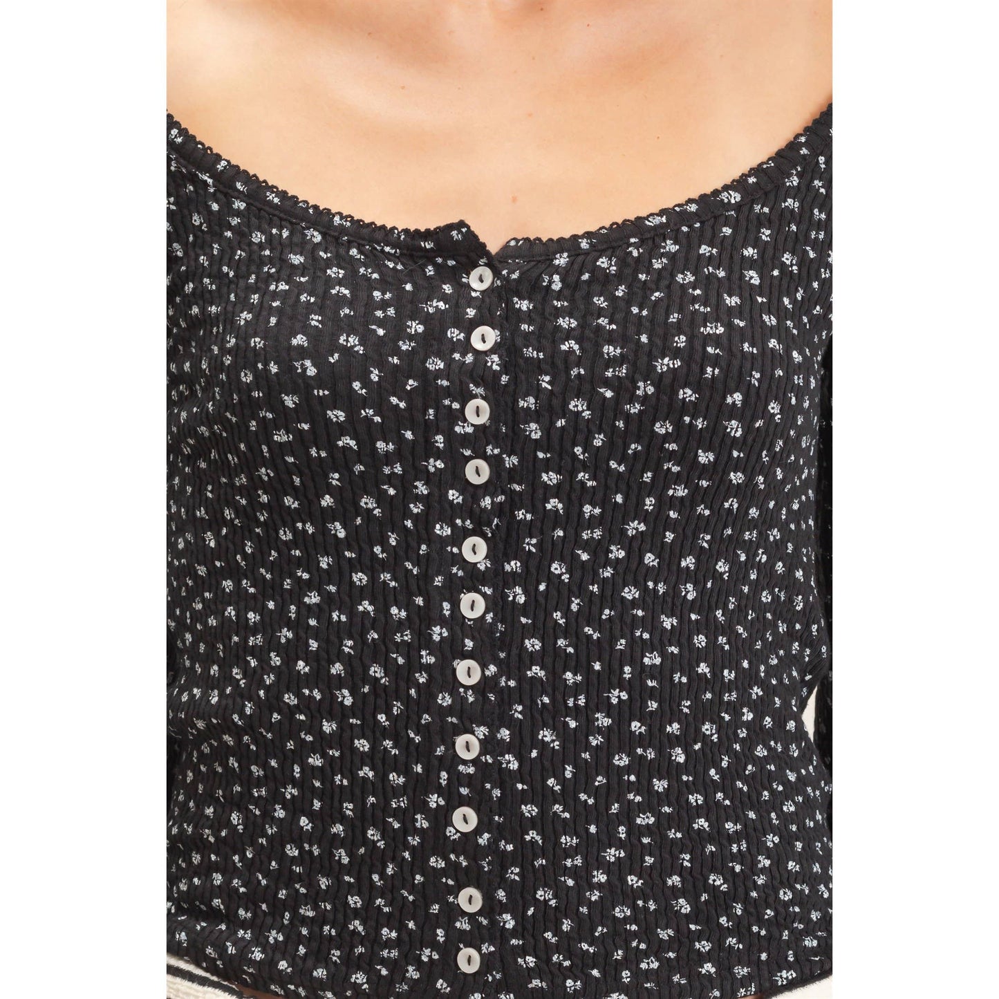 Floral button top