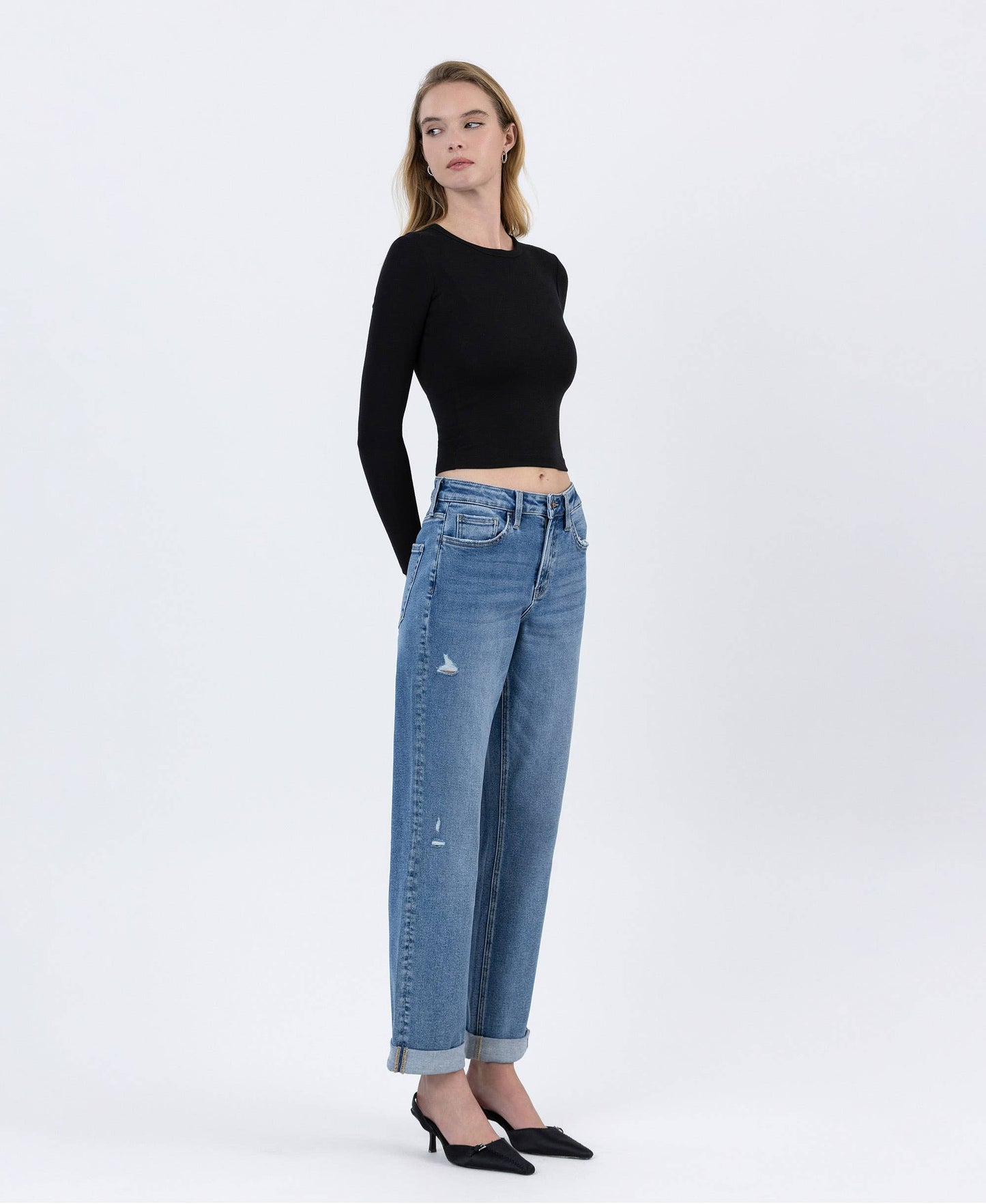 HIGH RISE CUFFED BOYFRIEND JEANS