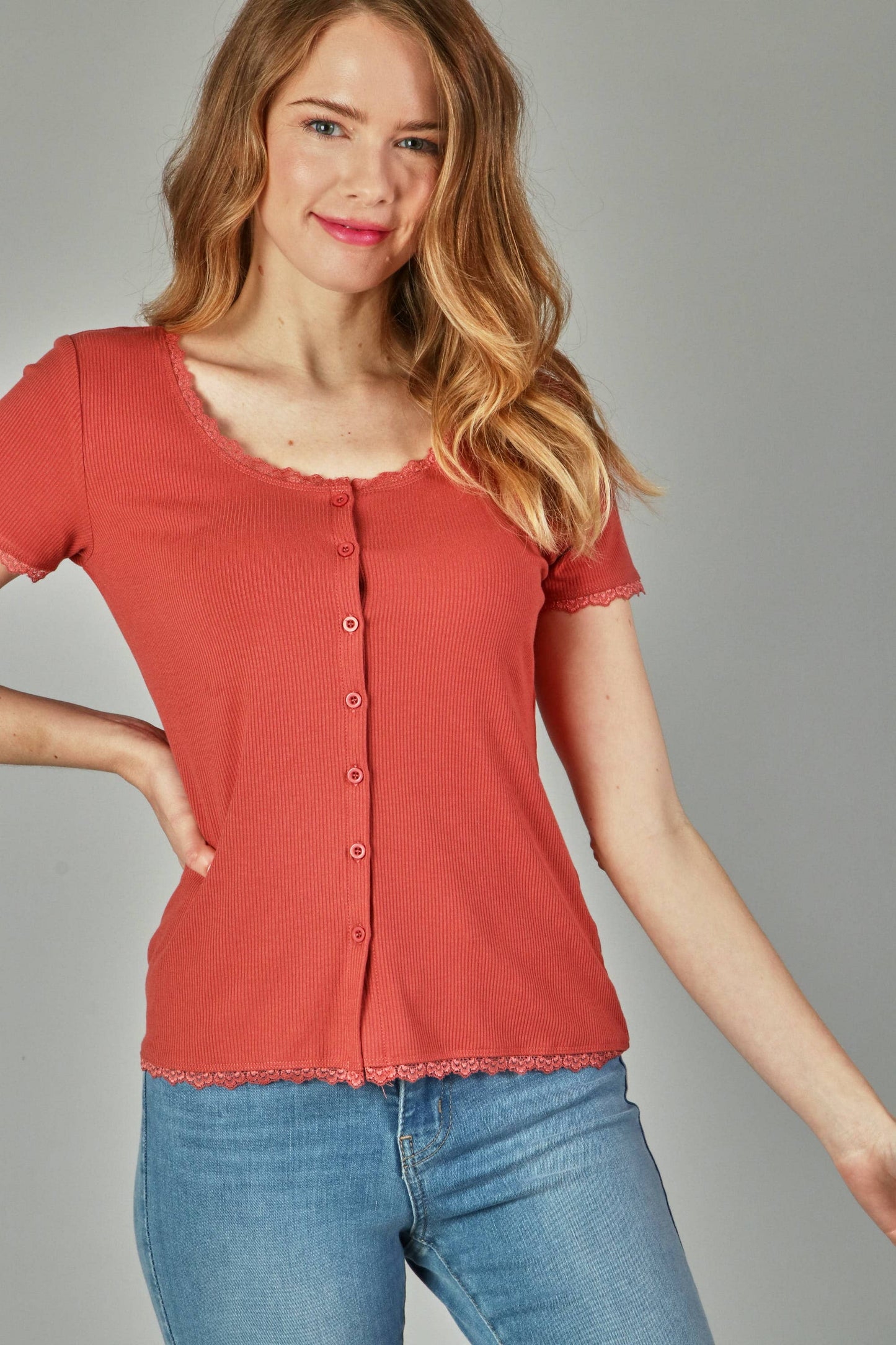 Button lace top