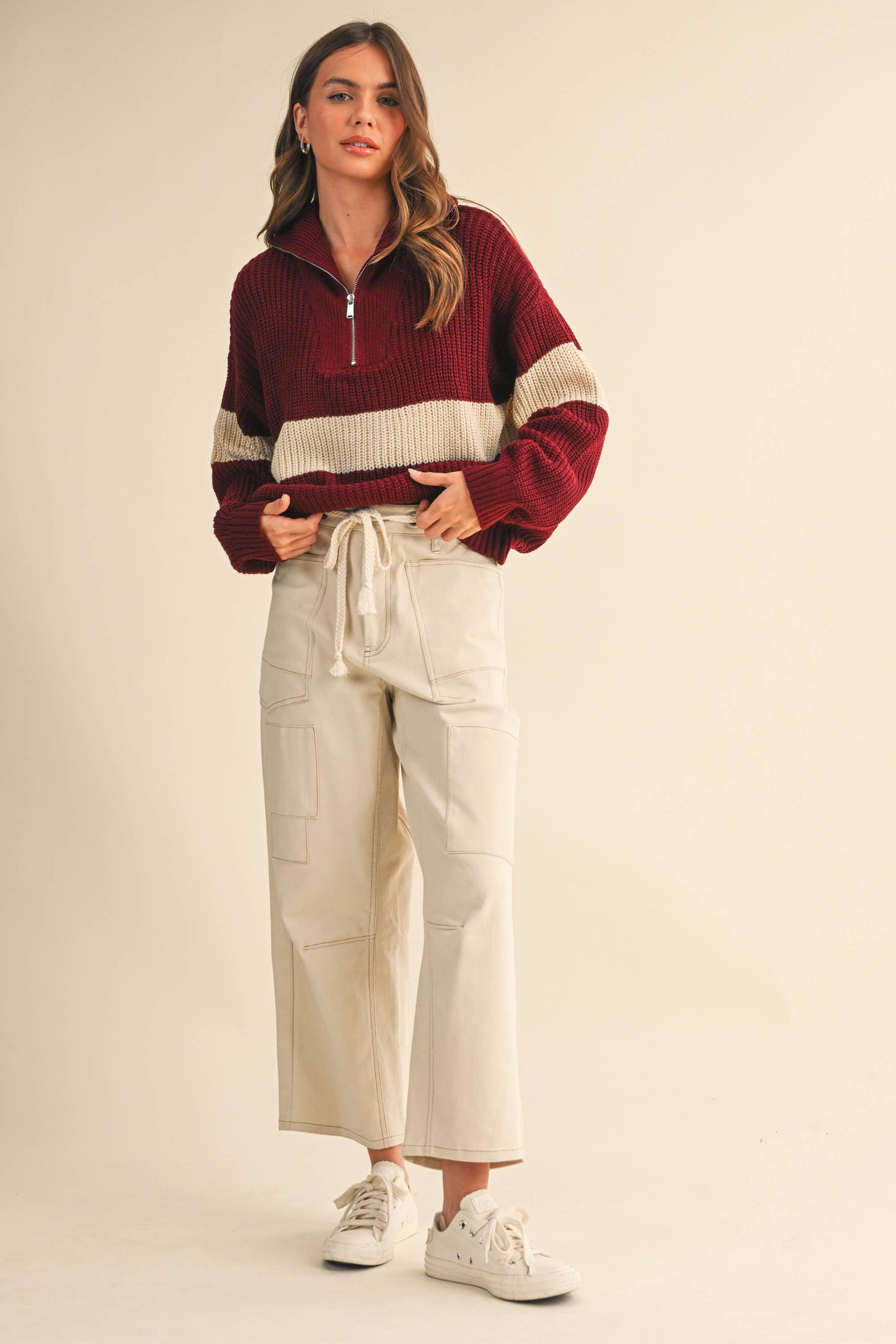 Burgundy Half zip sweater