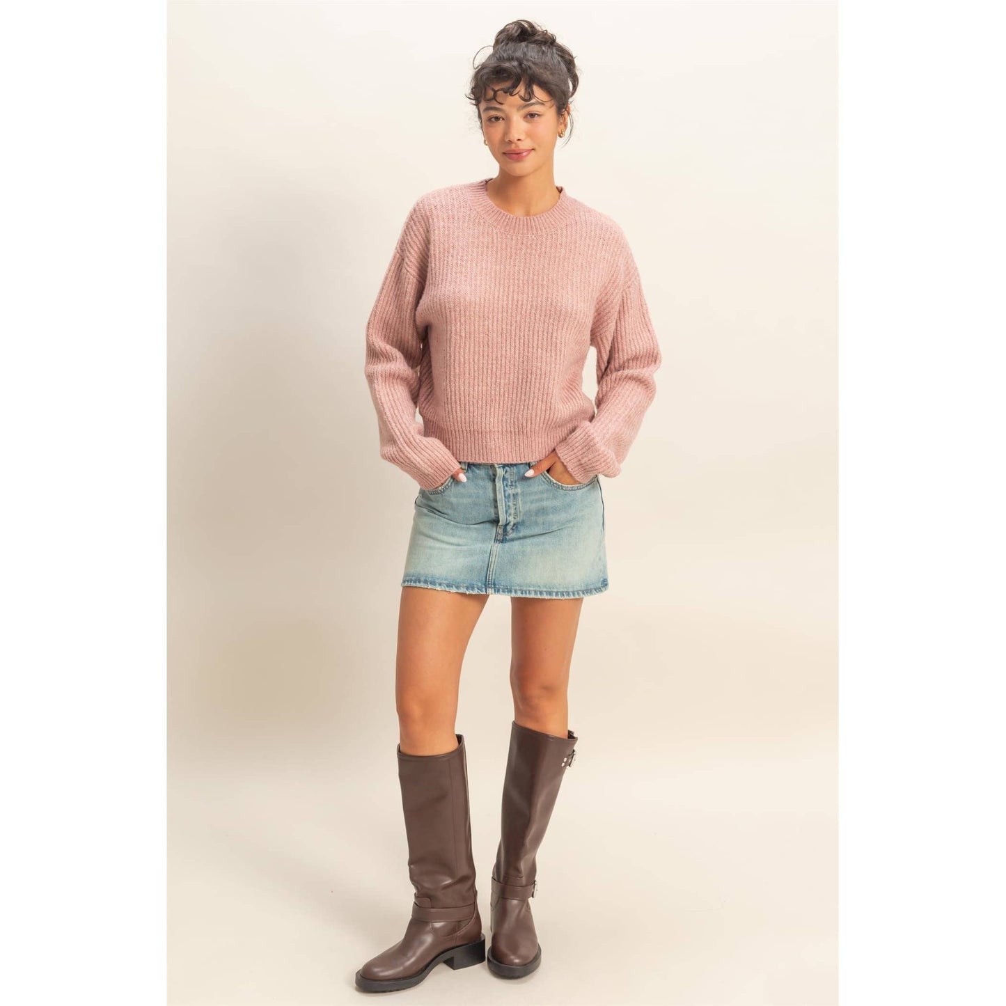 Pink Crew Neck Sweater