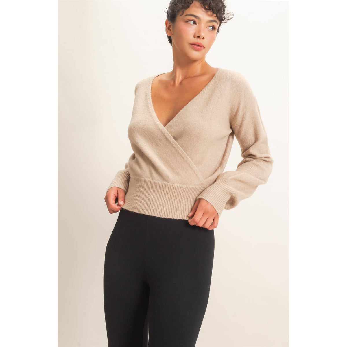 Wrap V Neck Sweater