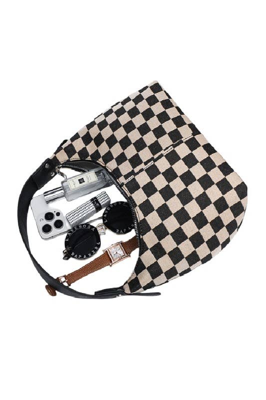 Checkered Underarm Shoulder Handbag