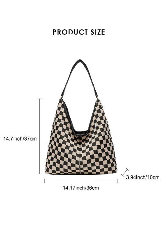 Checkered Hobo Tote Bag