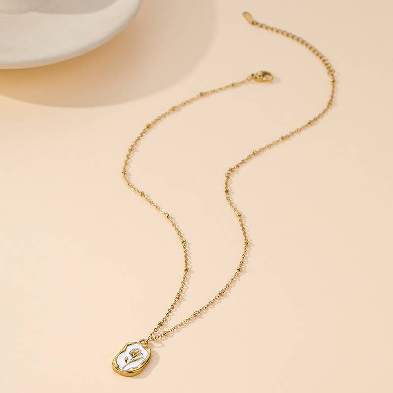 STAINLESS STEEL NON-TARNISH ROSE NECKLACE | 40NK9737