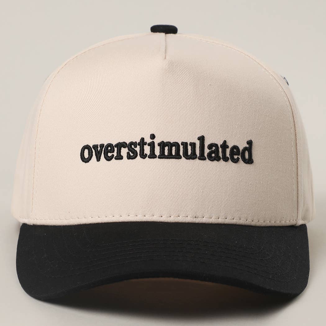 OVERSTIMULATED 3D Letter Embroidered Two-Tone Trucker Hat