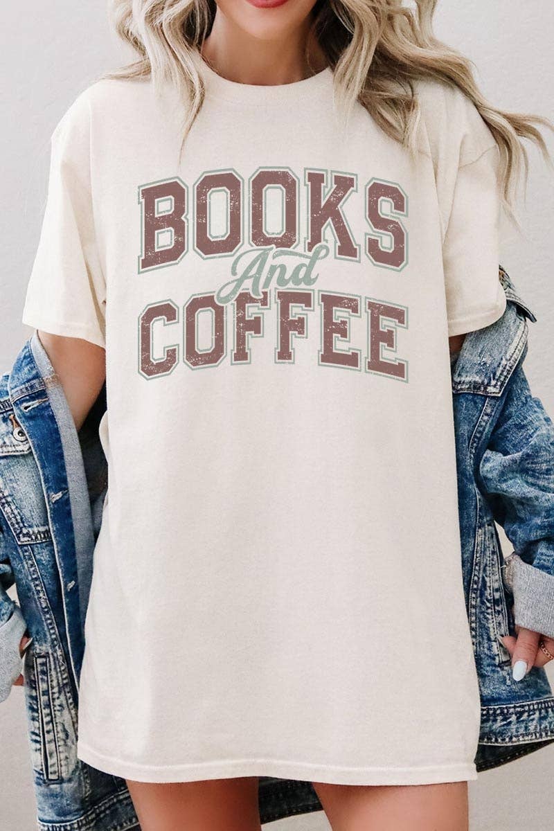 Books and Coffee Graphic Heavy Cotton Tee