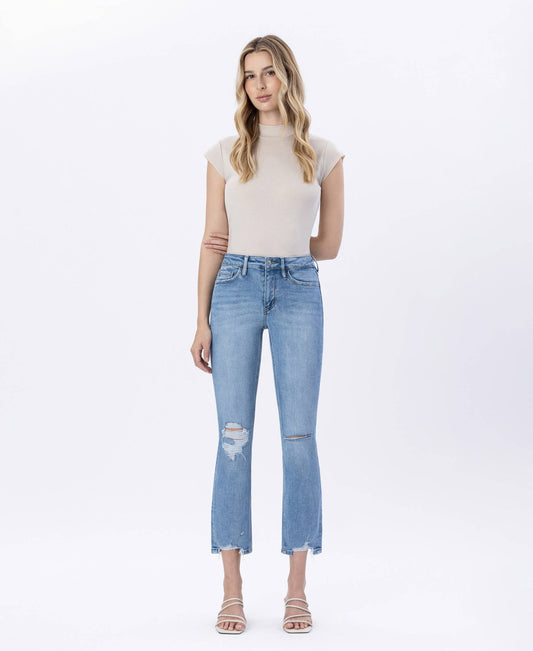 HIGH RISE CROP SLIM STRAIGHT JEANS LV1397
