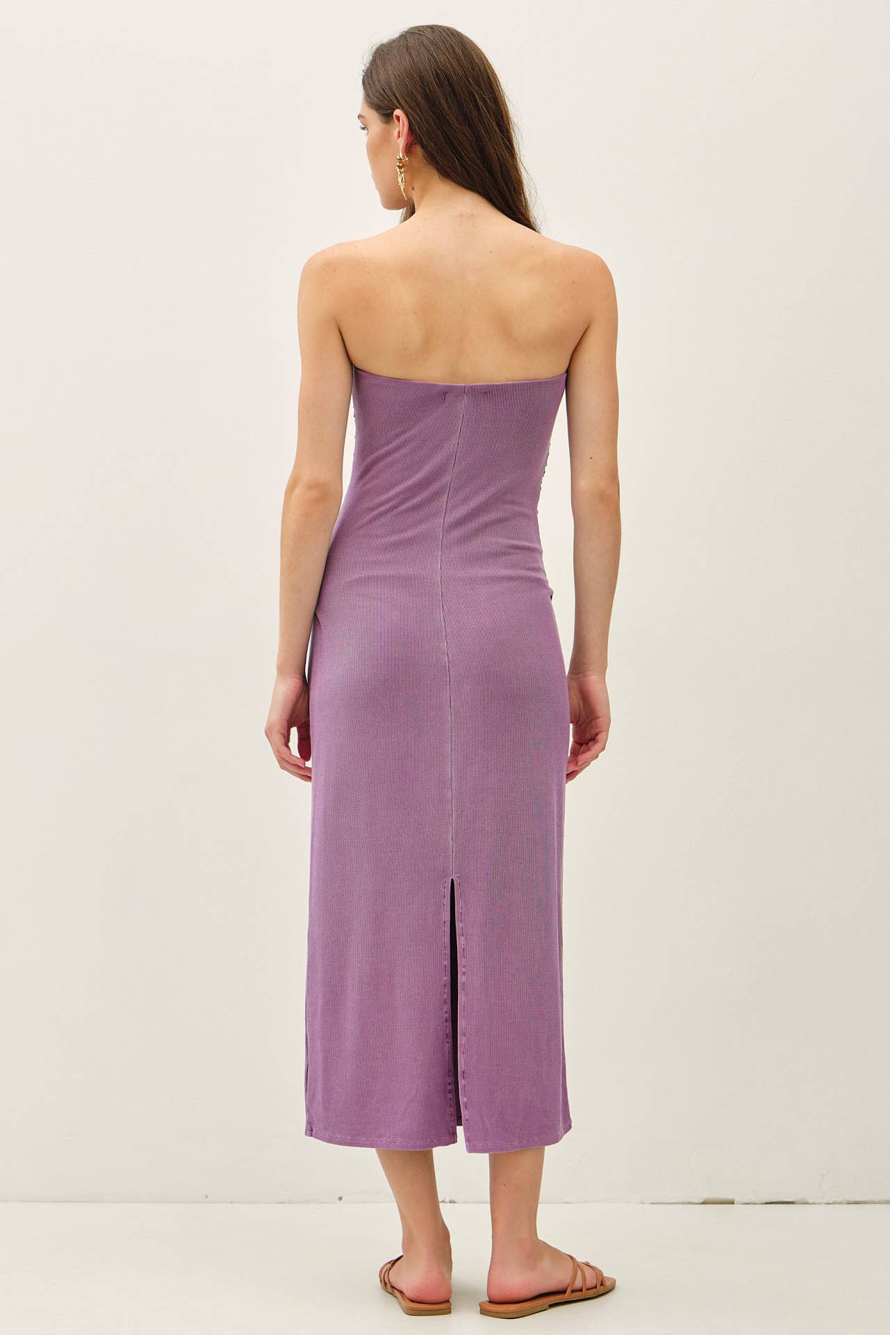 BASIC RIBBED MIDI TUBE DRESS