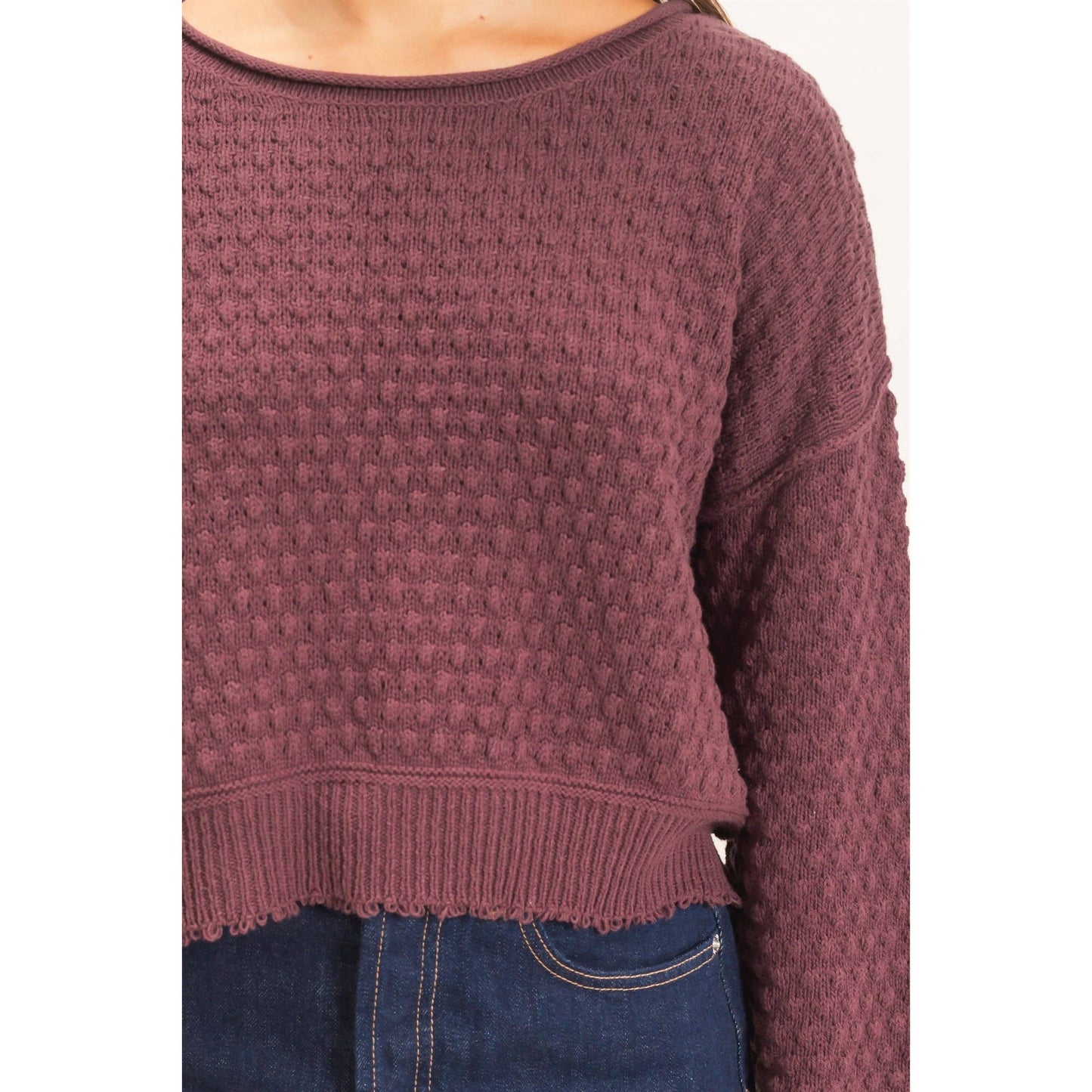 Boat Neck distressed Sweater